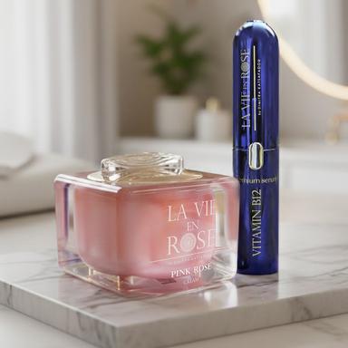 Pink rose cream 50ml + Premium Serum with Vitamin B12 20ml |  La Vie en Rose