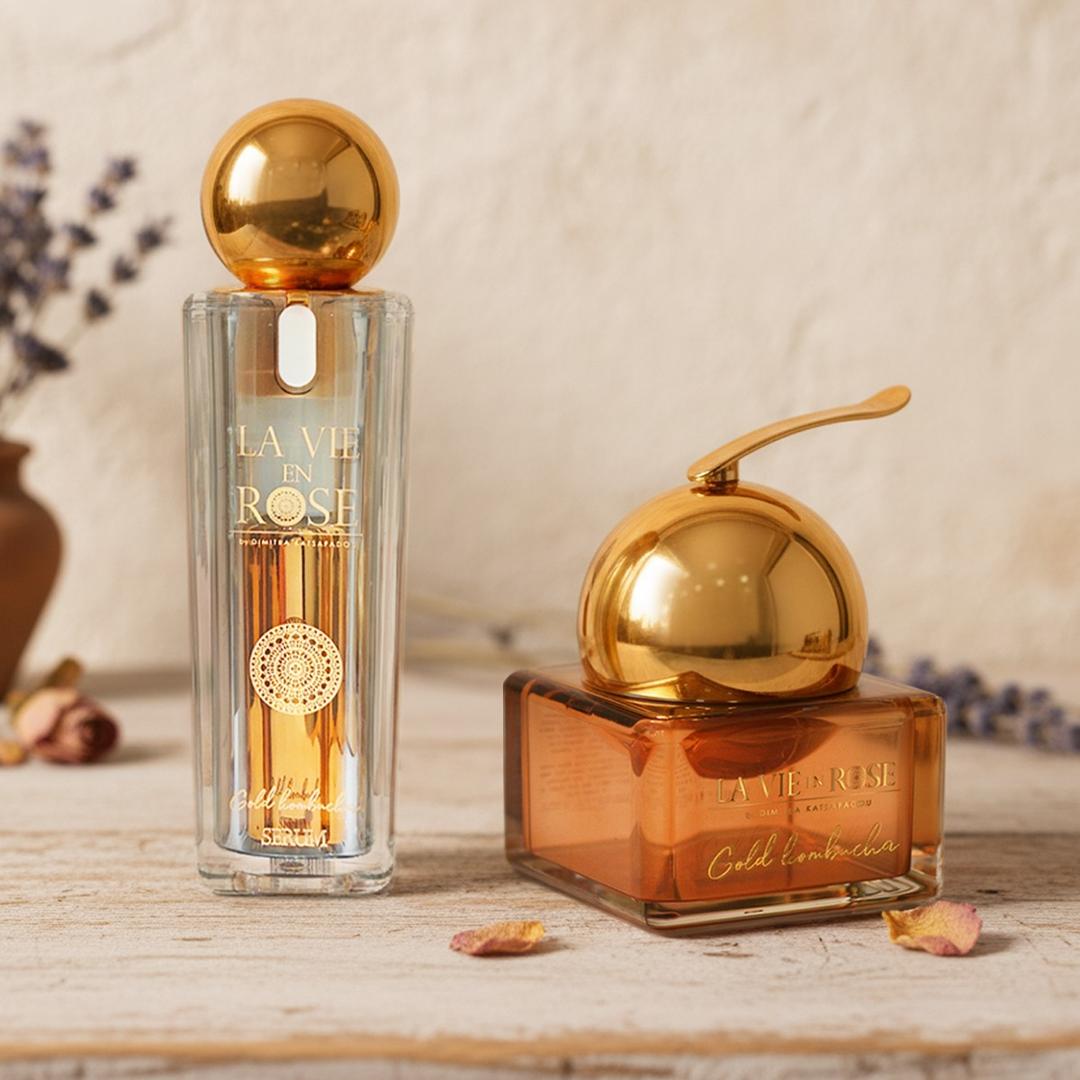 Gold Kombucha set | La vie en Rose | Gold kombucha serum and cream